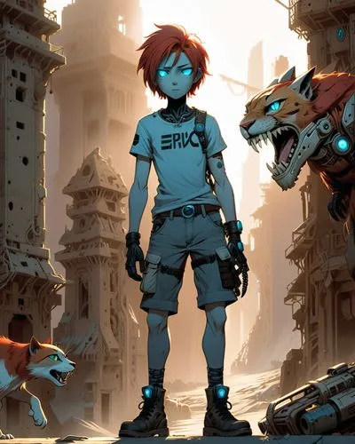 flcl,gorillaz,gaige,digimon,protagonist,lyoko,Conceptual Art,Sci-Fi,Sci-Fi 17