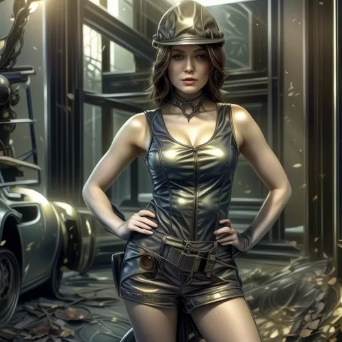 steampunk,athena,steel helmet,gold cap,leather hat,femme fatale,the hat-female,minerva,miner,wonderwoman,artemisia,mechanic,digital compositing,the enchantress,lady justice,goddess of justice,wonder woman city,ammo,croft,operator