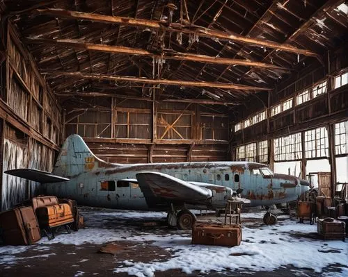 hangar,douglas aircraft company,derelict,abandoned places,aircraft construction,lost places,luxury decay,lost place,dilapidated,rusting,abandoned,lostplace,abandoned factory,rusted,douglas dc-2,salvage yard,abandoned place,urbex,douglas ac-47 spooky,airbase,Art,Classical Oil Painting,Classical Oil Painting 43