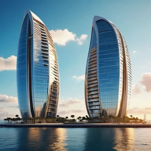 Create impressive images of beautiful futuristic high-rise buildings. The beauty in the shape of the design is very unusual and elegant. Very realistic seaside pictures,largest hotel in dubai,jumeirah