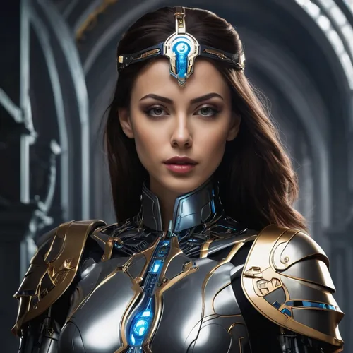 In a futuristic world, Natalia Juarez is a cyborg detective solving a high-profile murder case.,female warrior,jaya,fantasy woman,sterntaler,cyborg,nova,head woman,samara,valerian,libra,blue enchantre