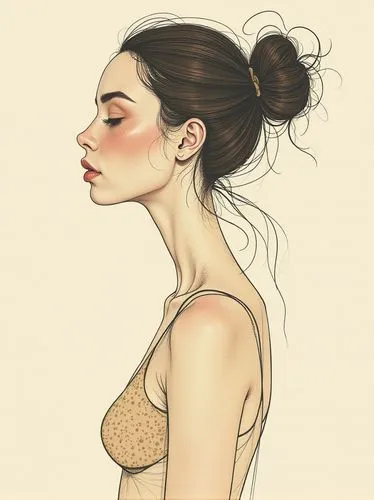 updo,topknot,digital drawing,ponytail,digital painting,girl portrait,Illustration,Realistic Fantasy,Realistic Fantasy 07