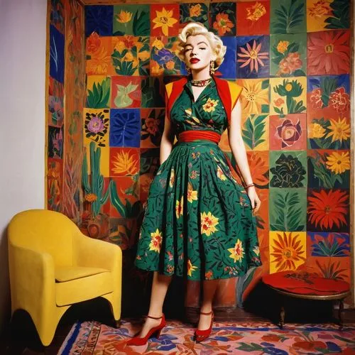 yasumasa,vreeland,frida kahlo,marimekko,retro woman,marilyn monroe,Art,Artistic Painting,Artistic Painting 40