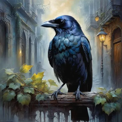 ravenloft,ravenclaw,raven bird,corvidae,magpie,king of the ravens,Conceptual Art,Oil color,Oil Color 03