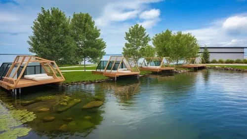 therme,cube stilt houses,floating huts,landscape designers sydney,waterland,landscape design sydney,Photography,General,Realistic