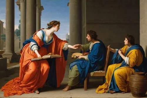the annunciation,school of athens,apollo and the muses,bellini,the death of socrates,woman at the well,cepora judith,contemporary witnesses,holy family,meticulous painting,orange robes,woman drinking coffee,the prophet mary,church painting,the magdalene,candlemas,dornodo,charity,disciples,la nascita di venere,Art,Classical Oil Painting,Classical Oil Painting 33