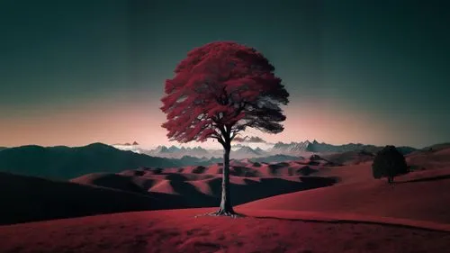 isolated tree,lone tree,hossein,hosseinpour,red tree,lonetree