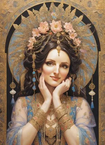 viveros,tretchikoff,kommuna,girl in a wreath,golden wreath,baoshun