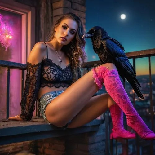 birds of prey-night,birds of prey,nocturnal bird,night bird,mina bird,raven girl,neo-burlesque,raven bird,agent provocateur,raven,burlesque,murder of crows,rosella,fantasy picture,songbirds,crow queen,ravens,crows,witches legs,society finches,Photography,General,Fantasy