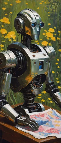 mecha,detail shot,robots,sci fiction illustration,droids,mech,robot in space,robotics,droid,robotic,robot combat,sci fi,scifi,robot,cybernetics,automated,minibot,bot,military robot,c-3po,Art,Artistic Painting,Artistic Painting 04