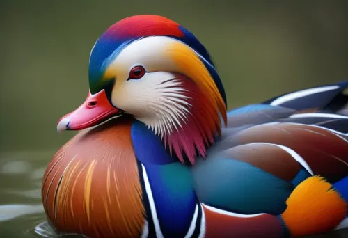 a colorful bird is floating on the water,mandarin duck portrait,mandarin duck,mandarin duck water bird,mandarin ducks,ornamental duck,brahminy duck