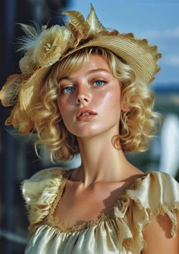 a woman with long hair and a head band wearing pearls,connie stevens - female,bardot,brigitte bardot,hornblower,arngrim,marylyn monroe - female,Photography,General,Realistic