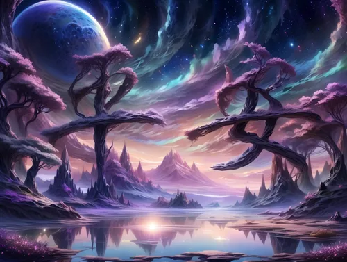 fantasy landscape,mushroom landscape,fantasy picture,alien world,fairy world,druid grove,alien planet,elven forest,fairy galaxy,fantasy art,fairy forest,purple landscape,magic tree,fantasia,forest of dreams,planet alien sky,dream world,cuthulu,3d fantasy,fae