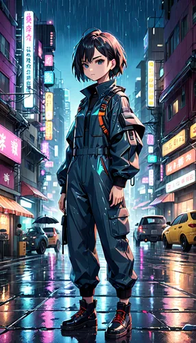 rain suit,cyberpunk,2d,raincoat,walking in the rain,rainy,rain pants,anime japanese clothing,in the rain,cyber,parka,vector girl,noodle image,hatsune miku,rain,rains,nori,tokyo city,tokyo,nico,Anime,Anime,Traditional