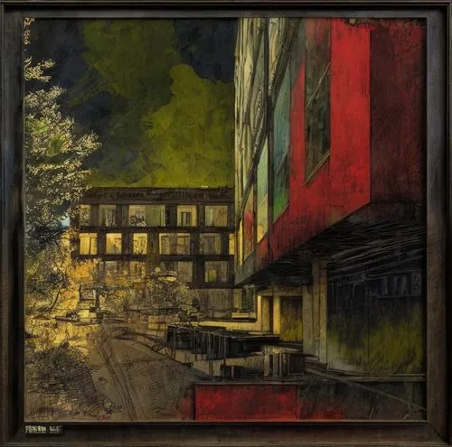 Life, people, colors,mondrian,store fronts,urban landscape,framing square,townscape,city scape,matruschka,glass painting,botanical square frame,art deco frame,an apartment,apartment house,photo painti