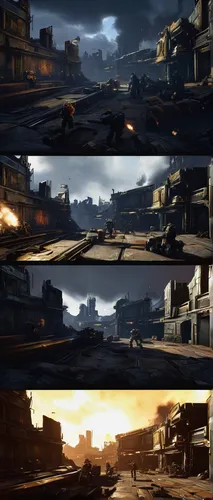 visual effect lighting,color is changable in ps,backgrounds,digital compositing,development concept,image montage,graphics,backgrounds texture,cinematic,destroyed city,post-apocalyptic landscape,tgv 1 and 2 trailer,airships,fallout4,battlefield,rome 2,blank frames alpha channel,development breakdown,shooter game,concept art,Illustration,Abstract Fantasy,Abstract Fantasy 15