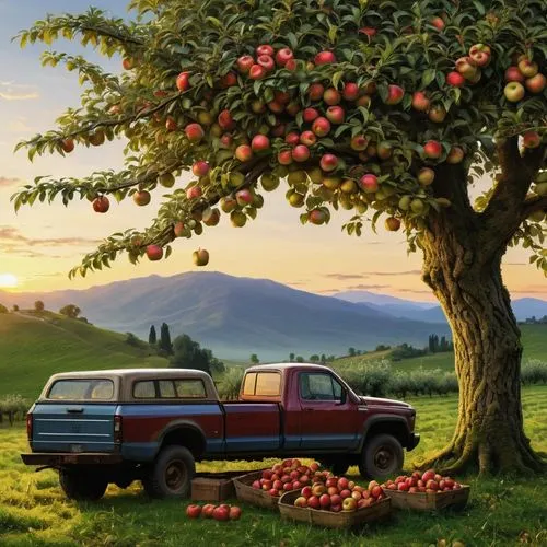 cart of apples,braeburn,apple harvest,apple orchard,apple mountain,red apples,apple tree,apple trees,appletree,apples,appletalk,fruit car,fruit tree,rowanberries,applemans,apfel,bucolic,apple world,basket of apples,rural landscape,Art,Classical Oil Painting,Classical Oil Painting 03