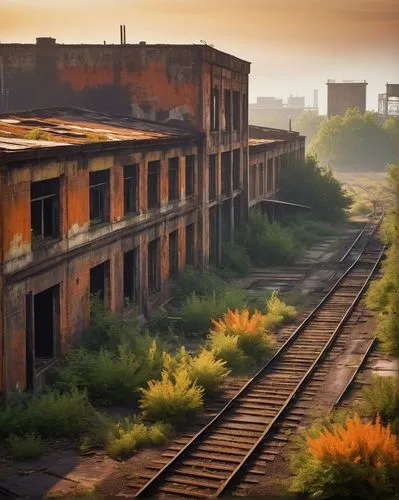 abandoned train station,railyards,industrial landscape,industrial ruin,norilsk,brownfields,railway tracks,freight depot,railyard,abandoned factory,old factory,railroad track,brickyards,deindustrialization,railway track,industrialize,railways,railroad tracks,railroad,industrialization,Art,Artistic Painting,Artistic Painting 27