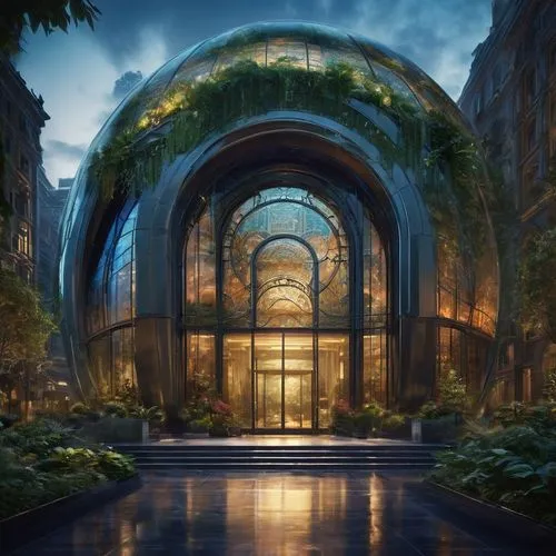 titanum,blavatnik,conservatory,winter garden,greenhouse,wintergarden,glass building,biospheres,biodome,greenhouse cover,flower dome,alchemax,glasshouse,glass sphere,futuristic architecture,terrarium,futuristic art museum,palm house,plant tunnel,amazonica,Conceptual Art,Fantasy,Fantasy 05