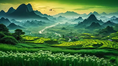 green landscape,rice fields,landscape background,mountainous landscape,ricefield,mountain landscape,green wallpaper,rice field,fantasy landscape,vietnam,rice paddies,guilin,rice terrace,green fields,the rice field,vegetables landscape,green valley,karst landscape,nature landscape,beautiful landscape,Photography,General,Fantasy