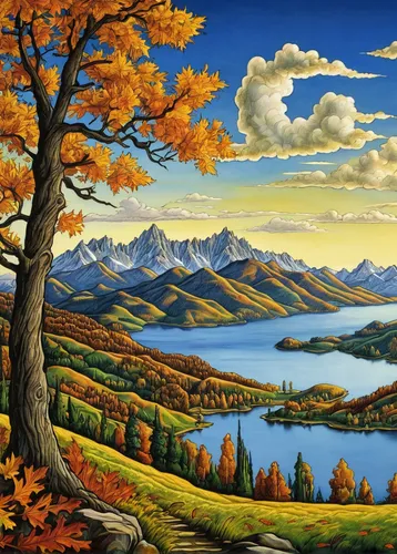 autumn landscape,fall landscape,autumn mountains,robert duncanson,panoramic landscape,landscape background,mountain landscape,mountainous landscape,autumn idyll,high landscape,autumn background,autumn scenery,mountain scene,high mountain lake,fall foliage,nature landscape,david bates,landscape,natural landscape,salt meadow landscape,Art,Classical Oil Painting,Classical Oil Painting 28