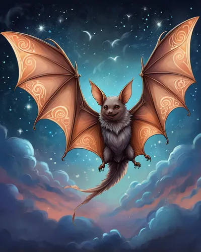 vampire bat,tropical bat,little red flying fox,bat,big brown bat,hanging bat,fruit bat,flying fox,mouse eared bat,bats,charizard,bat smiley,little brown myotis,gryphon,megabat,lantern bat,gargoyles,draconic,painted dragon,strix nebulosa,Illustration,Realistic Fantasy,Realistic Fantasy 01