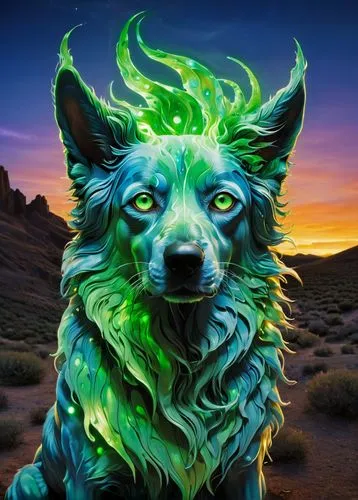 kelpie,howling wolf,posavac hound,green aurora,green dragon,patrol,argus,fantasy art,shamanic,constellation wolf,druid,long hair chihuahua,black shepherd,scent hound,pariah dog,fantasy portrait,neon body painting,canidae,furta,native american indian dog,Unique,Paper Cuts,Paper Cuts 01