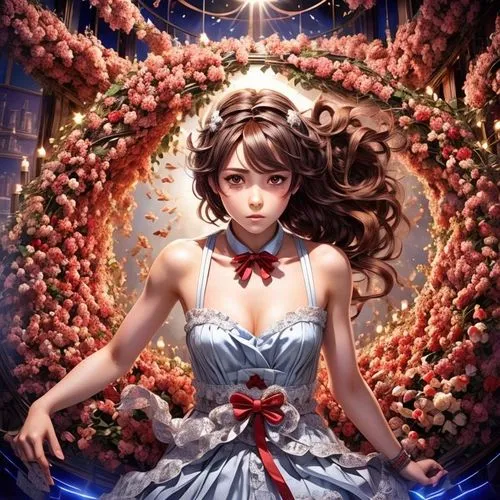 sakura wreath,aerith,girl in a wreath,kumiko,siero,mikan,persephone,flower fairy,fujiko,dead bride,heart cherries,wreath of flowers,holding flowers,tomatos,sun bride,minako,asahina,mikimoto,bridal,rose wreath