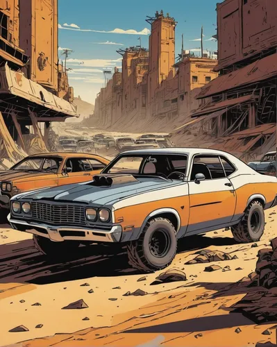 ford xb falcon,ford maverick,chevrolet impala,ford torino,chevrolet opala,pontiac tempest,pontiac grand prix,muscle car cartoon,pontiac ventura,lamborghini espada,chevrolet chevelle,lamborghini jarama,buick skylark,dodge super bee,buick gran sport,buick regal,ford capri,plymouth duster,dodge monaco,chevrolet malibu,Illustration,American Style,American Style 09