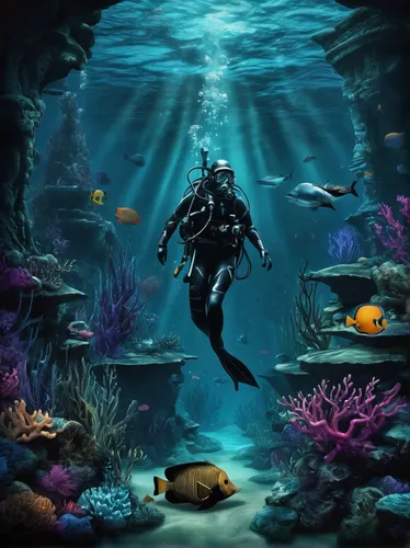 scuba,underwater background,scuba diving,aquarium,marine tank,reef tank,underwater diving,aquanaut,underwater landscape,aquarium decor,dive computer,undersea,divemaster,under the sea,aquatic,aquatic life,under the water,marine biology,marine life,underwater world,Conceptual Art,Fantasy,Fantasy 34