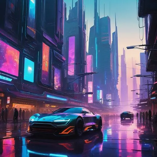 futuristic landscape,futuristic,futuristic car,cityscape,cyberpunk,shanghai,toyota ae85,colorful city,3d car wallpaper,urban,honda z,mercedes eqc,honda nsx,city car,toyota supra,dusk,merc,tokyo city,mazda rx-7,evening city,Illustration,Paper based,Paper Based 07