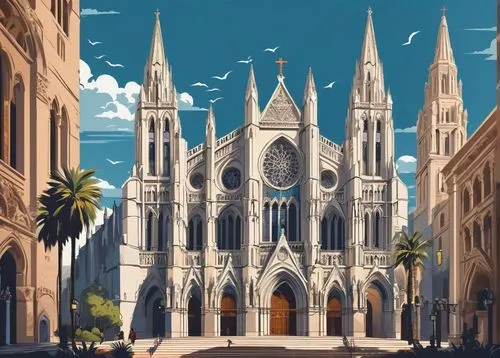 expiatory,cathedral,duomo,archbishopric,cathedrals,neogothic,gothic church,churches,midan,haunted cathedral,sainct,the cathedral,magisterium,steeples,schuitema,milan,concept art,guadalajara,spires,sapienza,Illustration,Vector,Vector 01