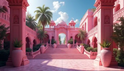 pink city,theed,archways,riad,entranceways,water palace,naboo,medinah,alcazar,palace,mamounia,gateway,dorne,palaces,city palace,3d fantasy,agrabah,sansar,mansion,marble palace,Photography,General,Realistic