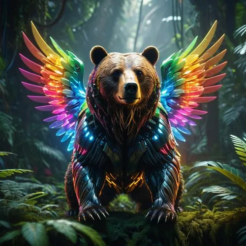 bear guardian,bear bow,nordic bear,bearlike,fantasy animal,raimbow,Photography,General,Sci-Fi