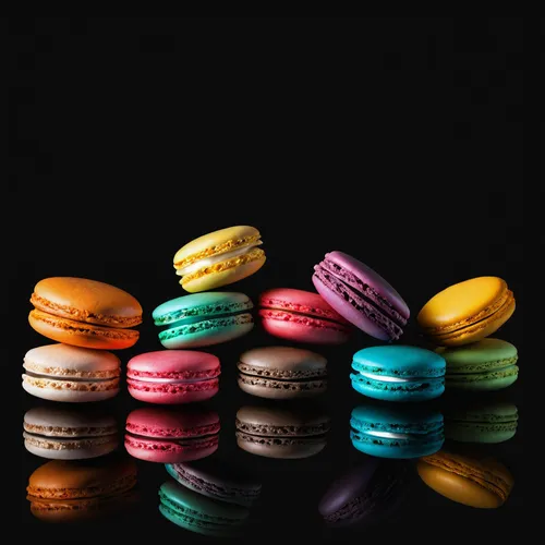 Yummy Macarons on Black Glossy Background Isolated Stock 5000x3333,macarons,stylized macaron,french macarons,macaroons,macaron,french macaroons,macaron pattern,macaroon,pink macaroons,french confectio