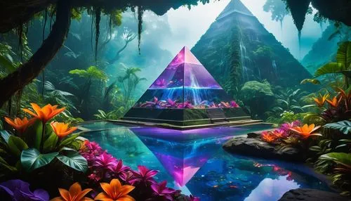 triangles background,fantasy picture,diamond lagoon,fairy world,3d background,majora,Conceptual Art,Sci-Fi,Sci-Fi 10