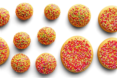 Palanquitas, Mexican dessert, sweet treats, colorful sprinkles, rounded shapes, golden brown color, shiny surface, mouthwatering, close-up shot, macro photography, soft focus background, vibrant color