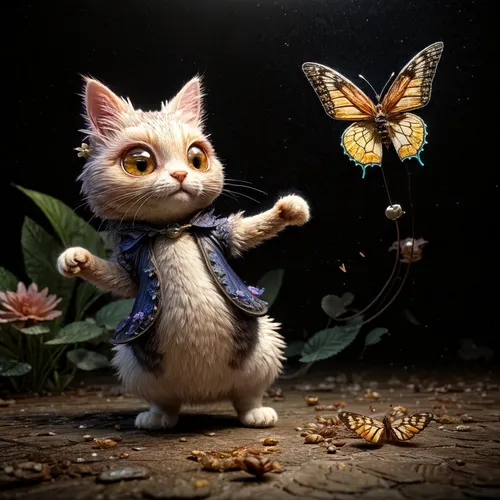 chasing butterflies,whimsical animals,cupido (butterfly),papillon,3d fantasy,butterfly effect,digital compositing,little girl fairy,butterfly background,alice in wonderland,butterfly day,butterflies,antasy,cute cartoon character,photo manipulation,moths and butterflies,conductor,vanessa (butterfly),lepidopterist,animal film