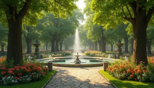 garden of the fountain,rosarium,gardens,palace garden,arboretum,fountain pond,english garden,rose garden,city park,walk in a park,nature garden,flower garden,monastery garden,fountain,august fountain,spring garden,green garden,the garden,central park,fountains,Photography,General,Realistic