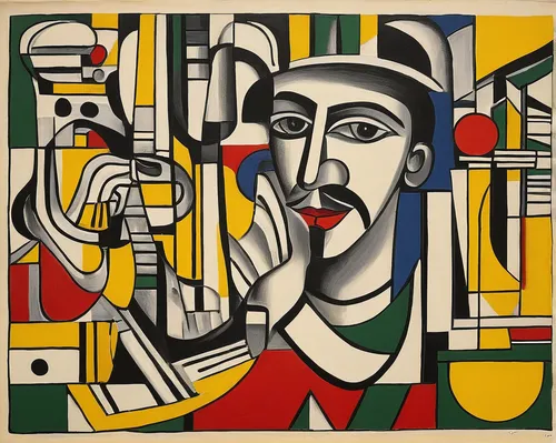 roy lichtenstein,man with saxophone,cubism,saxophone playing man,winemaker,picasso,dali,accordion player,art deco woman,trumpet player,man with a computer,harp player,the flute,flugelhorn,groucho marx,trombone player,art deco,saxophonist,saxophone player,jew's harp,Art,Artistic Painting,Artistic Painting 39