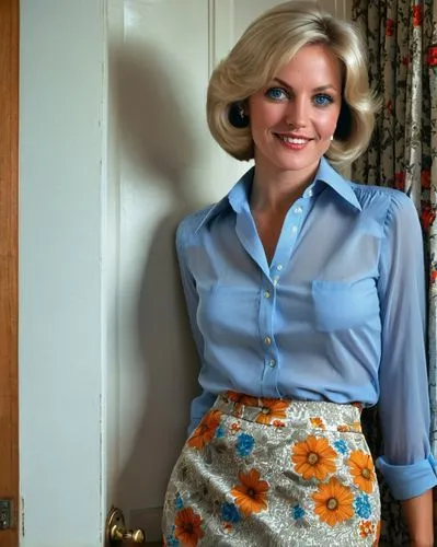 pixie-bob,retro women,stewardess,pencil skirt,retro woman,short blond hair,flowered tie,vintage fashion,british actress,television presenter,jackie matthews,annemone,trisha yearwood,susanne pleshette,retro girl,heidi country,kerry,southern belle,vintage women,vintage clothing,Illustration,American Style,American Style 08