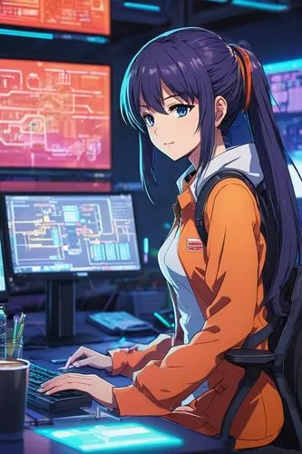 girl at the computer,computer,diligent,himawari,programadora,computer graphic,computerologist,cybercafes,computer freak,hinata,aoba,laptop wallpaper,computer workstation,cyberpatrol,computer game,hikikomori,intelisano,desk,cyber,computerized,Illustration,Japanese style,Japanese Style 03