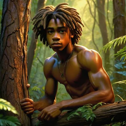 tarzan,kilik,mowgli,rastaman,umoja,akala,Illustration,Realistic Fantasy,Realistic Fantasy 32