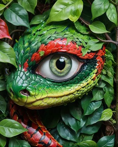 quetzal,crocodile eye,bodypainting,guatemalan quetzal,basiliscus,peacock eye,panther chameleon,ring-tailed iguana,body painting,lagarto,agamid,alebrije,greenman,diablada,quetzalcoatl,serpiente,green iguana,spiralfrog,pintados,quetzales,Illustration,Realistic Fantasy,Realistic Fantasy 45