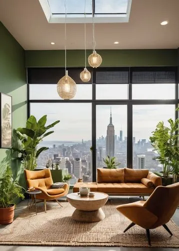 green living,mid century modern,apartment lounge,modern living room,modern decor,living room,sky apartment,livingroom,minotti,contemporary decor,modern minimalist lounge,pine green,penthouses,sitting room,mid century house,loft,interior modern design,modern room,mid century,interior design,Illustration,American Style,American Style 10