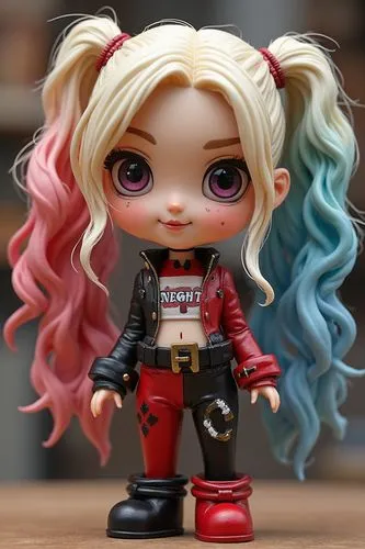 Harley Quinn, in Momiji Message Dolls


,a doll in a red and black outfit is posing,funko,harley quinn,harley,lauper,mini figuka,bobblehead