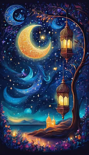 lanterns,lantern,fairy lanterns,lighthouse,moon and star background,illuminated lantern,night scene,starry night,the moon and the stars,angel lanterns,stars and moon,sea night,moonlit night,romantic night,fantasy picture,night stars,light house,the night sky,moon and star,night sky,Illustration,Realistic Fantasy,Realistic Fantasy 37