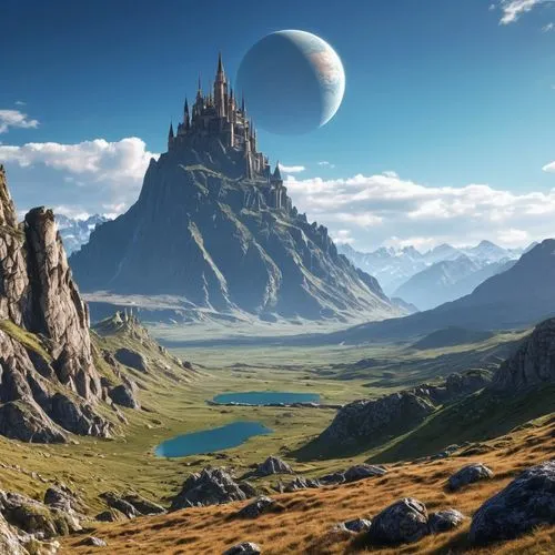 fantasy landscape,tirith,beleriand,gondolin,fantasy picture,futuristic landscape,silmarillion,terraformed,citadels,erebor,ithilien,cardassia,elves country,nargothrond,shannara,fantasy world,3d fantasy,heroic fantasy,terraforming,alien planet