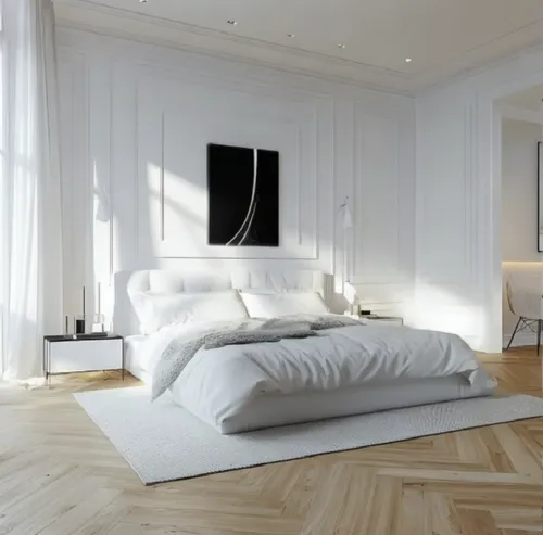 modern room,bedroom,white room,hardwood floors,chambre,bedrooms