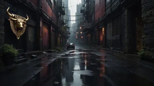 alleyway,walking in the rain,fox in the rain,alley,alleycat,golden rain